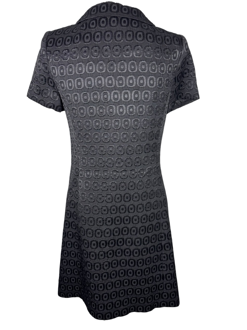 Milly NY Black Jacquard Coat Dress Peter Pan Collar Mod Twiggy Sz 4 - Picture 7 of 10
